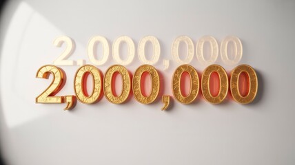 Two Million Gold Numerals - Milestone Achievement, Success, Growth Concept