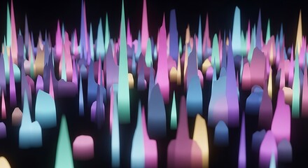Abstract illustration of colorful, spiky shapes.