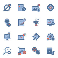 Collection of Flat Design Icons Representing Business, Technology, and Concepts