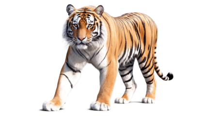 Illustration of tiger walking isolated on transparent background