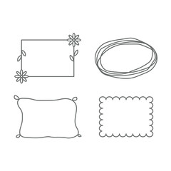 Set of cute hand-drawn frames with floral, wavy, scribble, and scalloped designs. Perfect for kids projects, invitations, scrapbooking, and creative decoration
