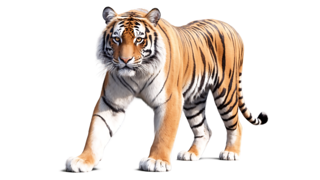 Illustration of tiger walking isolated on transparent background