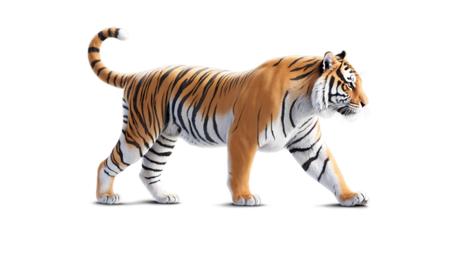 Illustration of tiger walking isolated on transparent background