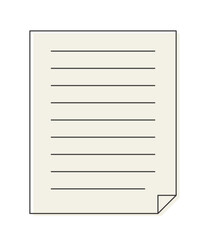 シンプルなめくれた紙のアイコン - 罫線や文字のような線が入った書類･メモ･便せんの素材 - 4:5