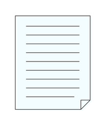 シンプルなめくれた紙のアイコン - 罫線や文字のような線が入った書類･メモ･便せんの素材 - 4:5