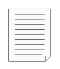 シンプルなめくれた紙のアイコン - 罫線や文字のような線が入った書類･メモ･便せんの素材 - 4:5