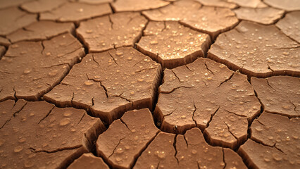 crackling desert clay texture after rain. ultra realistic clay patterns. beautiful desert landscapes in the rain. nature's artistry in dry soil.