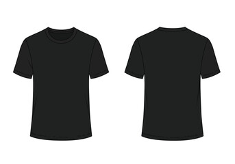 Naklejka premium Black T-Shirt Front and Back Template – Flat Vector Illustration