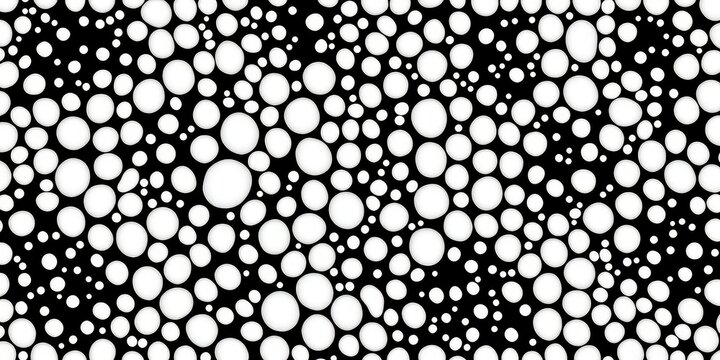Dense array of white globules on a contrasting black background creating a textured seamless pattern