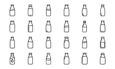 Minimal Line Art Food and Drink Icons – Bread, Hotdog, Ice Cream, Jam Jar, Milk Bottle, Pizza Slice, Mushroom, Popsicle, Chicken, Sandwich, Shrimp, and Beverage in Doodle Style for Menu and Culinary 