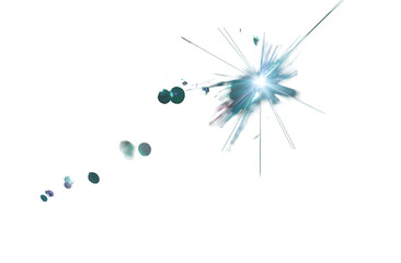 Abstract burst of light with teal specks