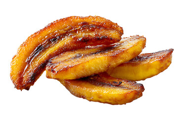 Delicious fried plantains, a sweet tropical treat, isolated on transparent background on transparent background