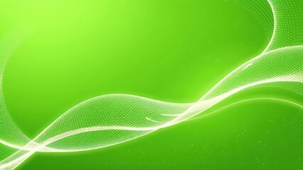 Abstract green background with flowing lines and particle effects, creating a dynamic and modern design perfect for digital presentations