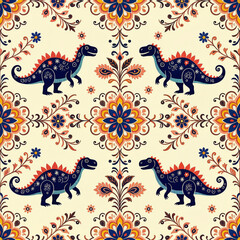 Suzani Embroidered Dinosaur Pattern