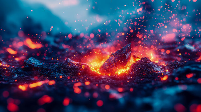 Abstract Fire and Rock landscape