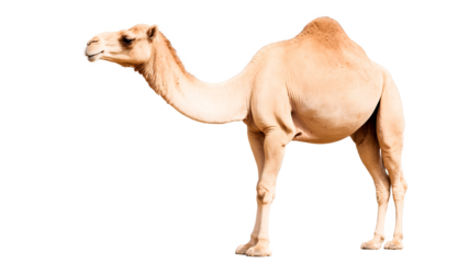 Illustration of a dromedary camel standing on a transparent background