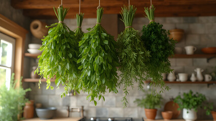 Drying kitchen herbs upside down. Best methods for drying herbs. Benefits of drying herbs at home. How to preserve herbs for cooking.