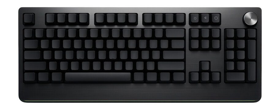 Full-sized membrane keyboard with integrated volume wheel and dedicated media keys