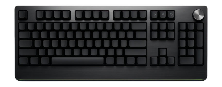 Full-sized membrane keyboard with integrated volume wheel and dedicated media keys