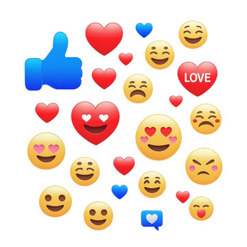 social media icons with thumbs up share comment and bookmark in color and monochrome styles