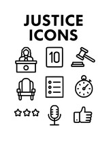 Justice and Law Outline Icons Collection