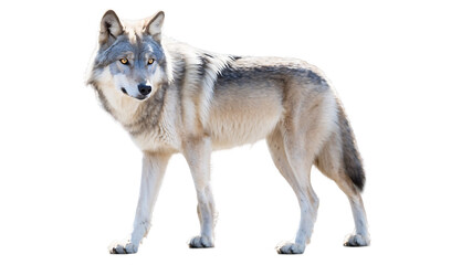Illustration of gray wolf standing on a transparent background