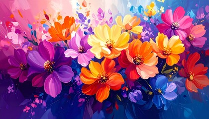 Vibrant floral bouquet in bold colors