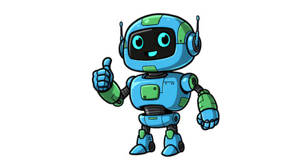 Obraz premium Friendly blue robot gives a thumbs up, signaling approval and success for tech innovations
