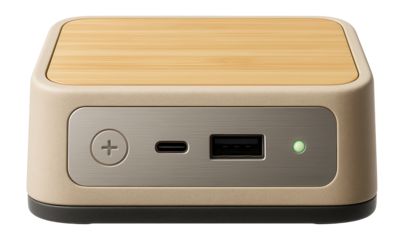 Eco-friendly charging station made from recycled materials with a minimalist design