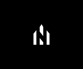 letter n home up arrow minimal clean logo