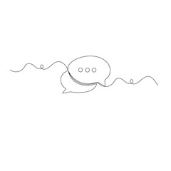Speech bubble  icon  one line art   continuous one line drawing of outline vector illustration