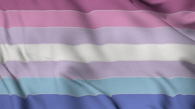 The bigender pride flag background, Realistic bigender identity flag waving in the wind, LGBTQ bigender community symbol Perfect Loop 4K video.