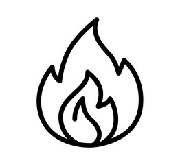 A simple flame graphic in a minimalist style, perfect for icons and scalable designs with bold outline for a striking visual.