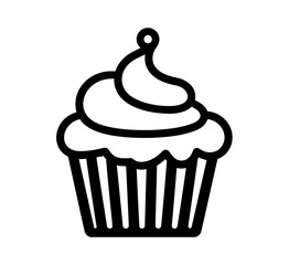 Delightful cupcake graphic with frosting swirl, a simple icon suitable for bakery menus and party designs, offering easy scalability.
