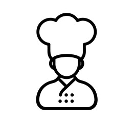 Chef with hat graphic, suitable for restaurant branding, culinary websites, or food related projects with clear and modern design.