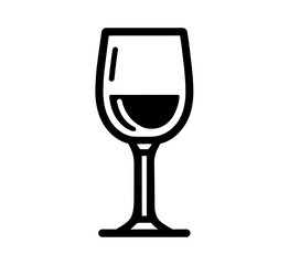 Elegant wine glass graphic features a simple, modern design ideal for winery branding, bar menus, or alcohol related designs.