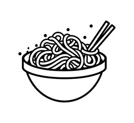 A delightful bowl of noodle soup graphic, perfect for menus, food blogs, or Asian cuisine themed designs offering simple elegance.