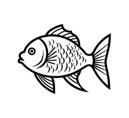 An aquatic goldfish drawing showcases a clean, bold design suitable for logos or simplistic branding with its minimalist presentation.