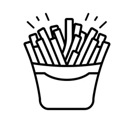 Fresh french fries graphic depicts tasty fast food in a box, perfect for culinary projects, restaurant promotions or menu designs with editable scalability.
