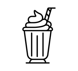 Delightful milkshake graphic showcasing a dessert drink with a straw and whipped cream for beverage designs.