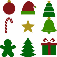 Christmas Ornament Set of 9 Colorful Designs