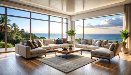 Fototapeta premium Modern Coastal Living Room