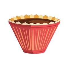 Red cupcake liner with beige lining for baking desserts  