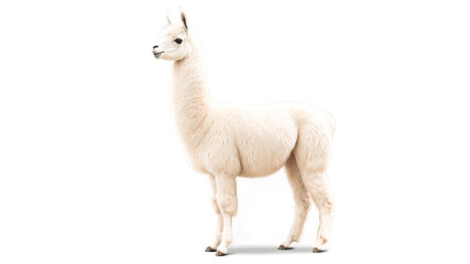 Fototapeta premium Illustration of white alpaca standing on transparent background