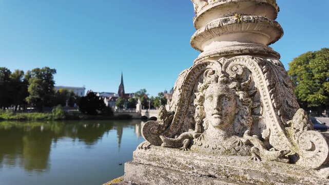 View of Burgsee lake and Schwerin Castle, Germany