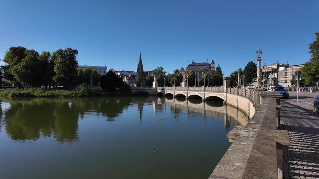View of Burgsee lake and Schwerin Castle, Germany