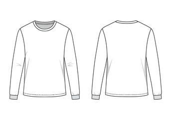 Long Sleeve T-Shirt Template Front and Back &ndash; Flat Vector