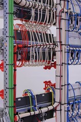 View from the back of the electrical panel. Connection of electronic modules using copper...