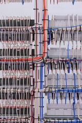View from the back of the electrical panel. Connection of electronic modules using copper...