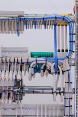 View from the back of the electrical panel. Connection of electronic modules using copper...